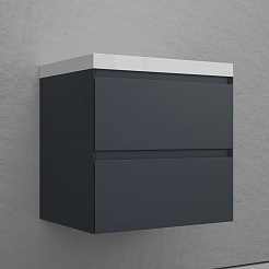 Style Line Тумба под раковину Манхэттен 60 Plus подвесная эмаль графит матовая – фотография-3